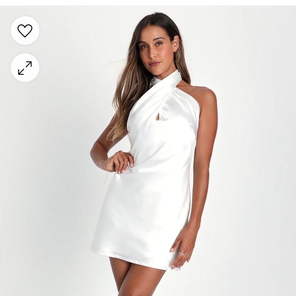 Beyond Classy White Satin Halter Mini Dress